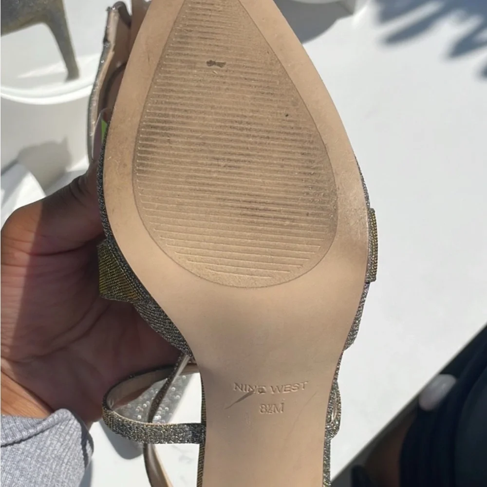 Nine West Glittering Silver Strappy Heels